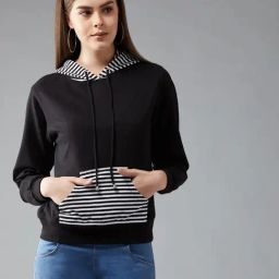 DOLCE CRUDO Black Regular Fit Hoodie-image-101
