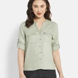METTLE Light Green Regular Fit Shirt-image-9