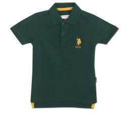 U.S. Polo Assn. Kids Olive Solid Polo T-shirt-image-42