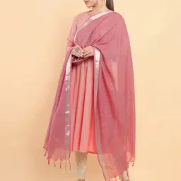 Soch Peach Cotton Plain Dupatta-15