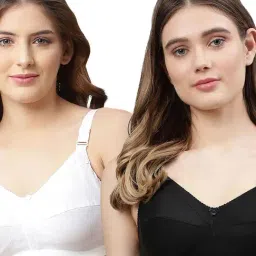 Cukoo Black & White Cotton Full Coverage Bra (Pack Of 2)-picture-2