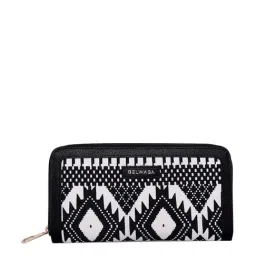 BELWABA Black Printed Zip Around Wallet for Women-5