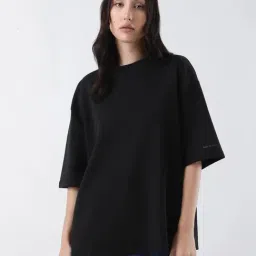 RAREISM Black Blended Solid T-Shirt-picture-0