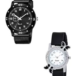 Miss Perfect Unisex Set Of 2 Embellished Dial & Bracelet Style Straps Analogue Watch LJ242-picture-0