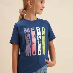 VERO MODA GIRL Sodalite Blue Cotton Graphic T-Shirt-image-62