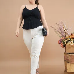 KIBO CURVE Women Shoulder Straps Sleeveless Cut Out Peplum Top-image-27