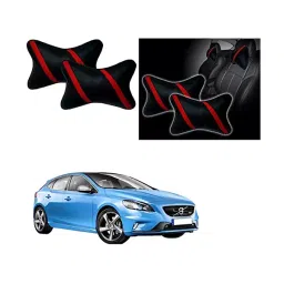 Auto Pearl Strip Red Car Neck Cushion/Neck Pillow Compatible with VOLVO V40-16