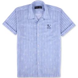 Cavio Kids Sky Blue Cotton Striped Shirt-image-41