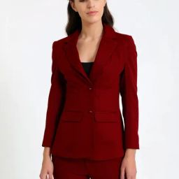 SALT Attire Maroon Sincere Single Breasted Blazer-image-3