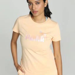 Puma Peach Cotton Printed Sports T-Shirt-image-8