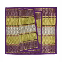 HOKIPO 2Pcs Purple & Yellow Patterned Floor Mats-5