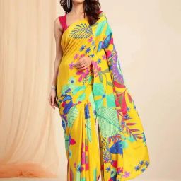 navyasa by liva Multicolor Printed Saree With Unstitched Blouse-picture-28