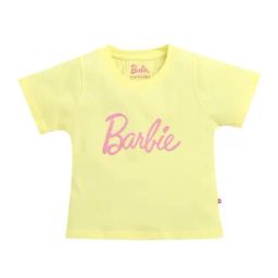 Tiny Girl Yellow Cotton Barbie Printed T-Shirt-image-37