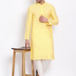 Sanwara Men Lime Green Solid Kurta with Churidar-picture-15