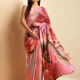 navyasa by liva Multicolor Printed Saree With Unstitched Blouse-picture-19