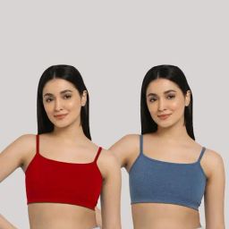AROUSY Red & Blue Cotton Beginner's Bra - Pack Of 2-picture-6