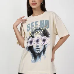 Bewakoof Beige Graphic T-Shirt-picture-4