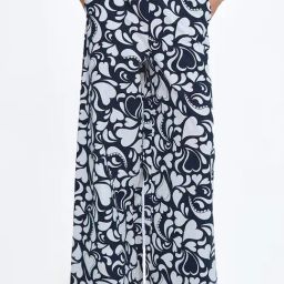 Cover Story Black & White Cotton Printed Mid Rise Trousers-picture-20