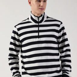 Thomas Scott Navy Blue Cotton Regular Fit Striped Sweatshirt-picture-33