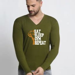 Friskers Olive Cotton Slim Fit Printed T-Shirt-image-35