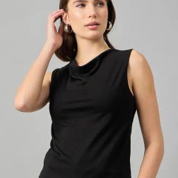 FEMEA Black Cotton Slim Fit Top-image-9