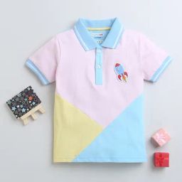 Bumzee Kids Multicolor Color Block Polo T-Shirt-picture-35