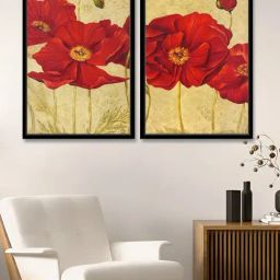 Art Street Multi Canvas Retro Poppy Wall Art Canvas Painting - Set of 2-picture-36