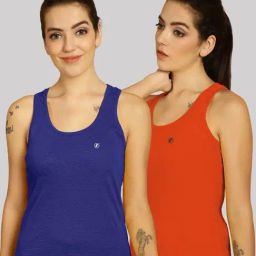 Friskers Blue & Orange Cotton Sports Tank Top - Pack Of 2-image-23