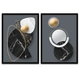 Art Street Multi Canvas Abstract Marble Curves Geometric Wall Art - Set of 2 image 2