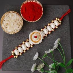 eCraftIndia Pearl Rakhi for Brother with Sibling Agreement, Roli Chawal & Greeting Card-image-43
