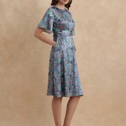RAREISM Multi Satin Printed Short Sleeves Dress-image-47