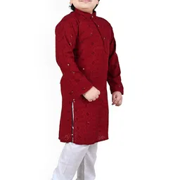 BAESD Boys Embroidered Regular Sequinned Kurta with Pyjamas image 3