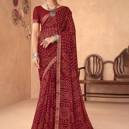 Reboot Fashions Bandhani Zari Pure Chiffon Designer Bandhani Saree-picture-40