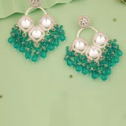 Anouk Gold-Plated Kundan Studded & Beaded Circular Shaped Drop Earrings-17