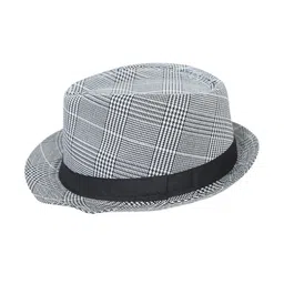 FabSeasons Unisex White Checked Fedora Hat-picture-31