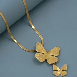 ARTKLIM Stainless Steel Gold-Plated Butterfly Duo Pendant With Chain-image-24