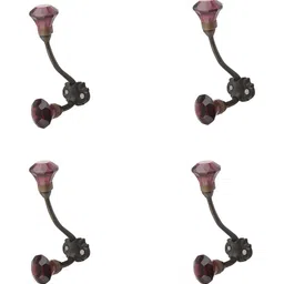 Indianshelf Purple & Black 4 Pieces Textured Metal Hooks-52