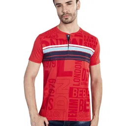 BE POSITIVE Men Printed Henley Neck T-shirt-image-66