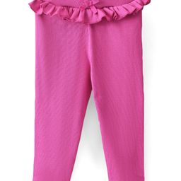 Babyhug Cotton Lycra Full Length Leggings with Frill Detailing - Fuchsia-picture-38