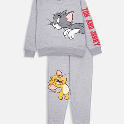 Nap Chief Warner Bros Featuring Pure Cotton Full Sleeves Tom And Jerry Printed Coordinating Set - Grey Melange-image-66