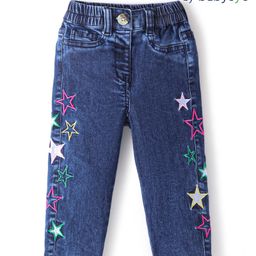 BabyoyeCotton WovenJeans with Star Embroidery -Blue-image-77