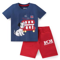 Babyhug Disney Single Jersey Knit Half Sleeves T-Shirt with Shorts Set 101 Dalmatians Graphics - Navy Blue & Red-image-5