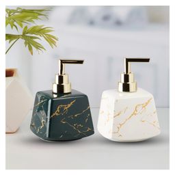 Kookee Ceramic Soap Dispenser handwash Pump for Bathroom, Set of 2, Multicolor (10514) - 300 ml-image-89