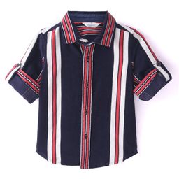 INFINITY Corduroy Cotton Woven Full Sleeves Striped Shirt - Navy-image-60