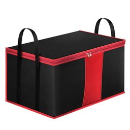 Storite Multi-Purpose Moisture Proof Heavy Duty 1680 Denier Nylon 110 L Super-Size Large Toys/Stationery Paper/Blankets/Clothes Storage Bag -Black/Red (63.5 x 45.7 x 38 cm, Rectangular)-20