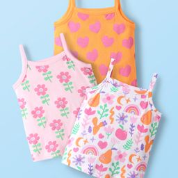 Babyhug 100% Cotton Antibacterial Slips With Floral & Hearts Print Pack Of 3 - Dark Pink Yellow & Light Pink-image-66