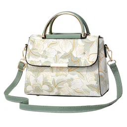 SYGA Women's Cross Border Handbag With Flower Printed Small Square shoulder messenger bag(Green)-picture-10