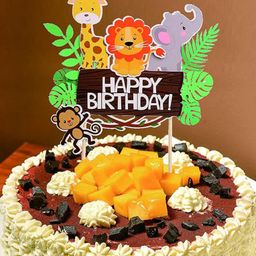 Funcart Jungle Animal Acrylic Happy Birthday Cake Topper - Multicolor-image-13