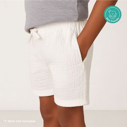 Greendeer 100% Softner Washed Muslin Cotton Woven Solid Breathable Shorts - White-image-79