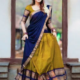 SWAMI STUDIO Semi-Stitched Lehenga & Unstitched Blouse With Dupatta-image-50